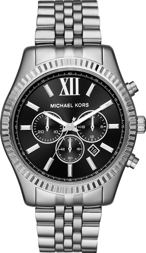 michael kors men's lexington silver-tone watch silver dial|oversized lexington two tone watch.